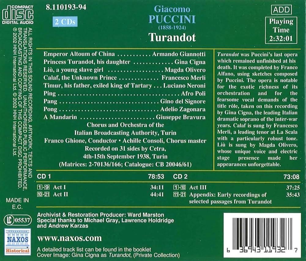 Amazon.co.jp: Puccini: Turandot: ミュージック